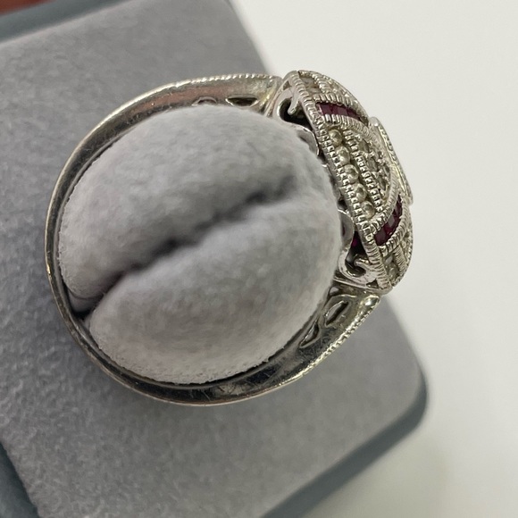 Prime Art & Jewel Art Deco Pink/Red Cubic Zirconia Ring Size 9 - Picture 11 of 12